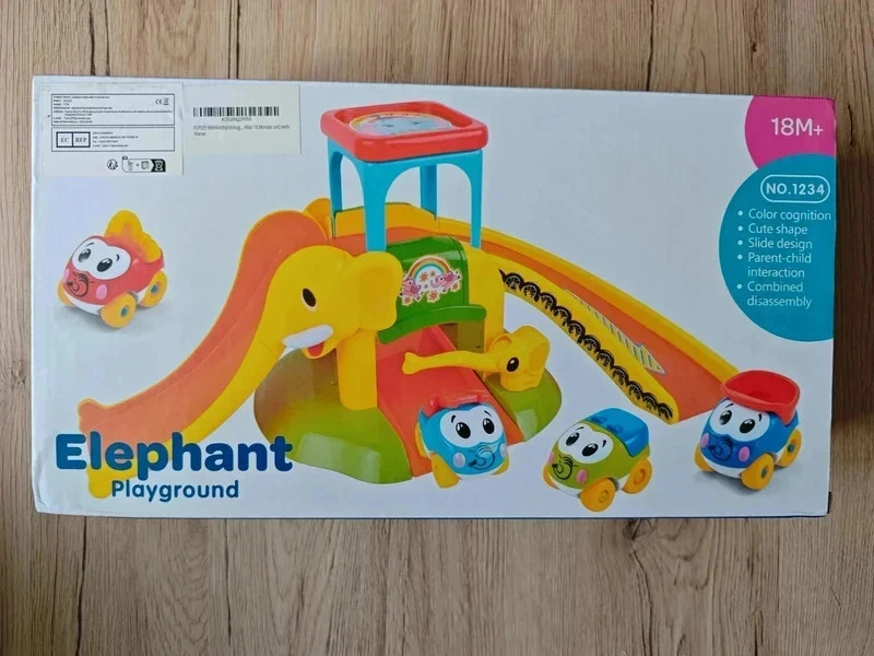 [N3UF] Toboggan Éléphant + 4 Voitures Animales – Jouet éducatif pour enfants 1 à 3 ans -4382 – photo 2